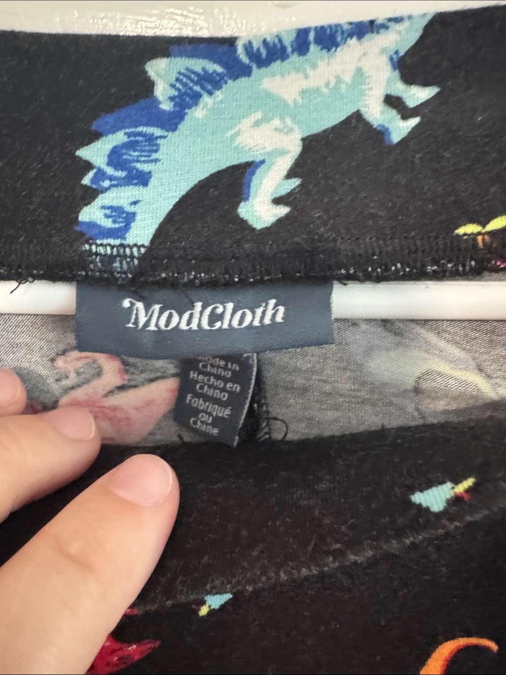 Modcloth Black A-Line Skirt with Colorful Dinosaur Print with Pockets! - Picture 3 of 4